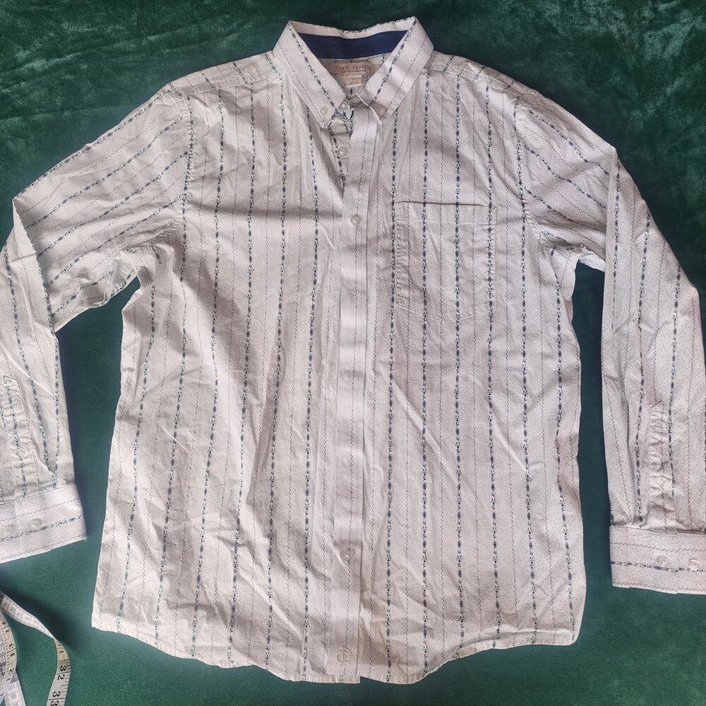 Cody James Mens Large White Blue Western Print Long Sleeve Button Down Shirt